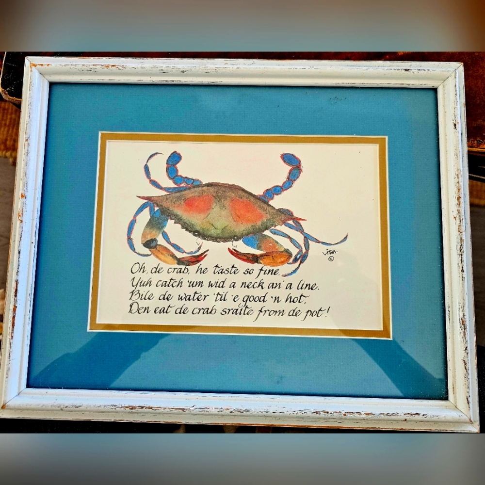 Nautical print frame and matted.
